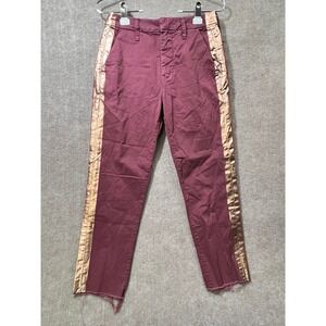 MOTHER The Shaker Prep Fray Jeans "Killing Time" Size 25 Metallic Stripe